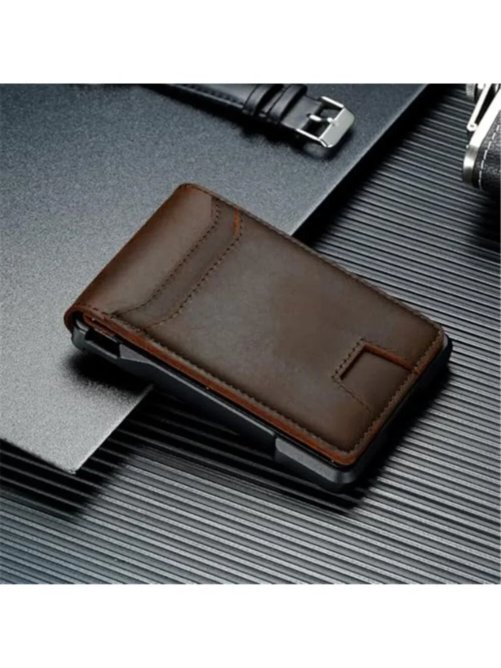 Men's Slim RFID Smart Minimalist Wallet Credit Card Genuine Leather Wallet